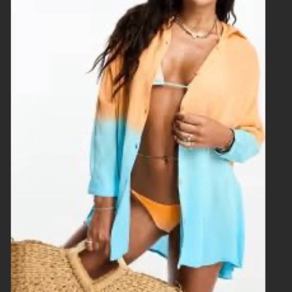 ASOS Orange and Blue Ombre Button-Up Shirt